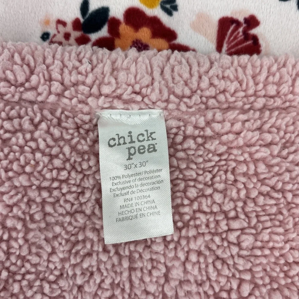 Chick Pea Baby Blanket Pink Yellow White Floral Flower Sherpa Security 30x30‎